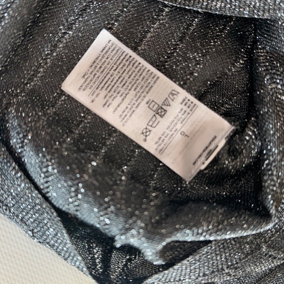 Banana Republic METALLIC RIBBED Thin SWEATER TOP Sparkle holiday L New - Picture 5 of 10